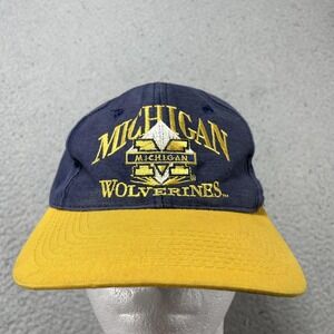 Vintage Michigan Wolverines Hat Cap Snap Back Mens One Size Blue NCAA The Game